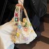 Vintage Hollow Woven Women Floral Decor Shoulder Bag Knitting Handbags Large Capacity Tote Bags For Ladies Beach Travel Shopper Purse