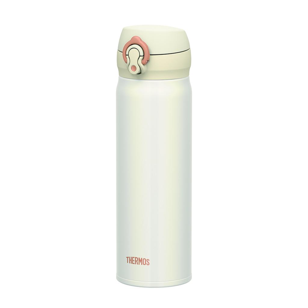 Thermos Water Bottle Vacuum Insulated Mobile Mug Open Pearl White PRW [One-Touch Type] 0.5L JNL-502