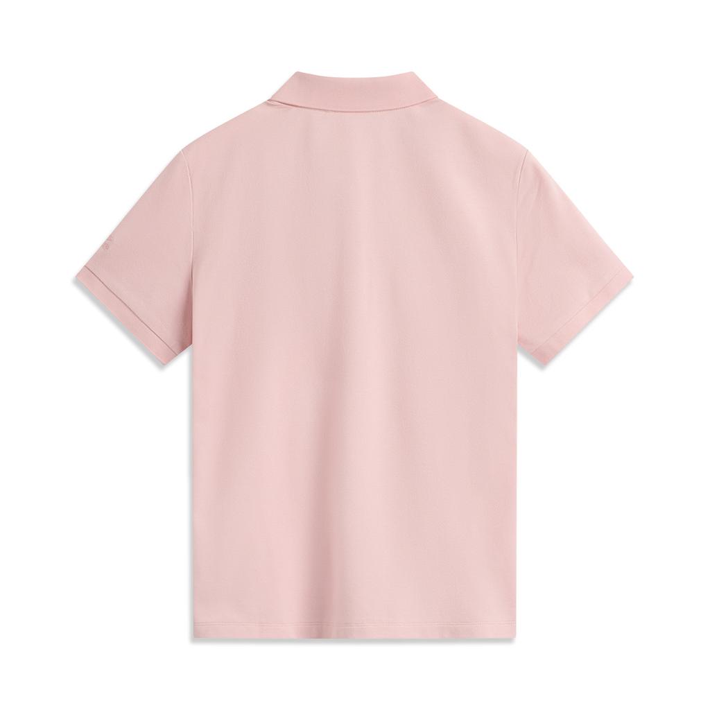 Li Ning Удобная Повседневная Простая Однотонная Футболка-поло с коротким рукавом Женские топы Светло-розовый APLV166-1