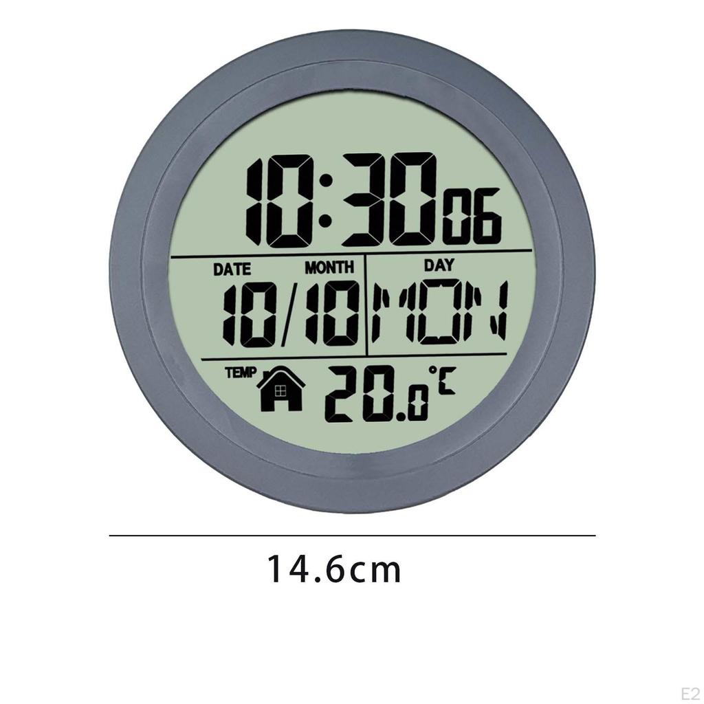 14.6 Cm Bathroom Digital Wall Clock with Suction Cup, LCD Display, Dustproof, Lightweight,