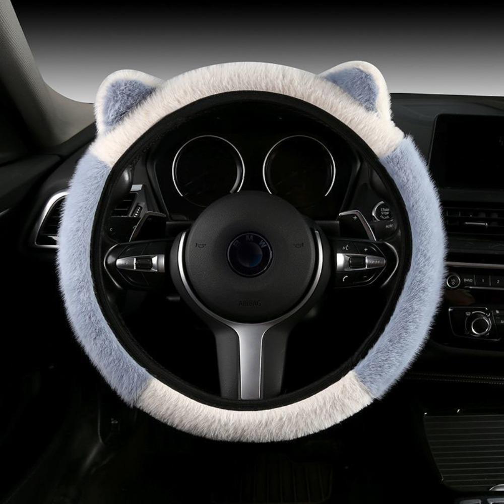 Non-slip Cat Ears  Steering Wheel Cover Warm Steering-Wheel Case Plush Steering Cover  Women
