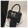 Spring Fashion Retro Butterfly Knot Shoulder Bag Street Style Pu Handbag Black White Pink Green