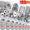 180Pcs Stainless Steel Washers O Ring Fasteners Gasket Set Assortment Kits M2 M2.5 M3 M4 M5 M6 M8 M10 Flat Washer Grommets