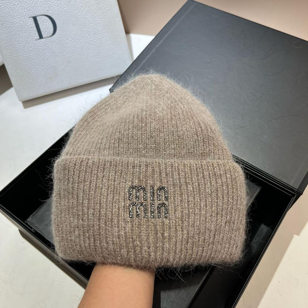 [Rabbit Fur] Min Thickened And Enlarged Double-Folded Edge Small Knitted Hat Winter Warm Plush Hat