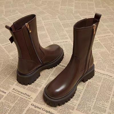 Короткие ботинки Chelsea Женская мода Осень и зима Короткие ботинки на толстой подошве Ботильоны