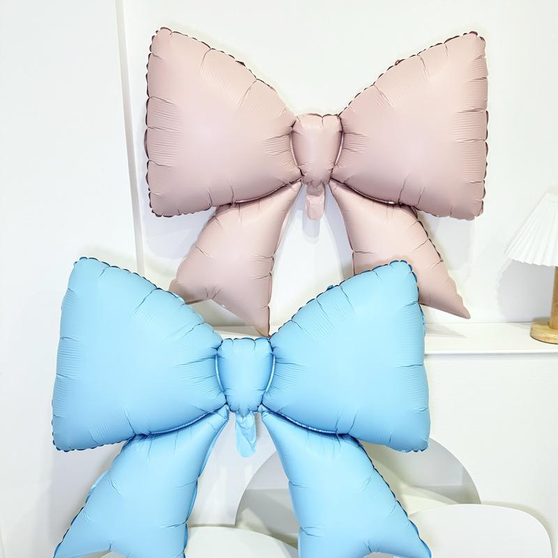 1PC New Striped Bow Balloon Bowknot Shaped Theme Aluminum Foil Matte Kids Birthday Party Decor Anniversary Event Decoration