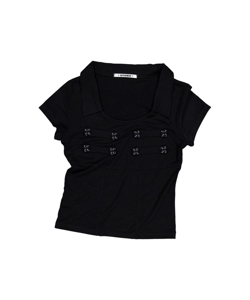 SETUP-EXE Napoleon Collar Top / Black