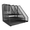Office Desk Organizer Black Iron Mesh 3 Tier Paper Letter Tray 2 Pen Holder and File Organizer