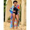 Plus Size Women's Print Beach Holiday Long Cardigan Bikini with Swimsuit Cover Up