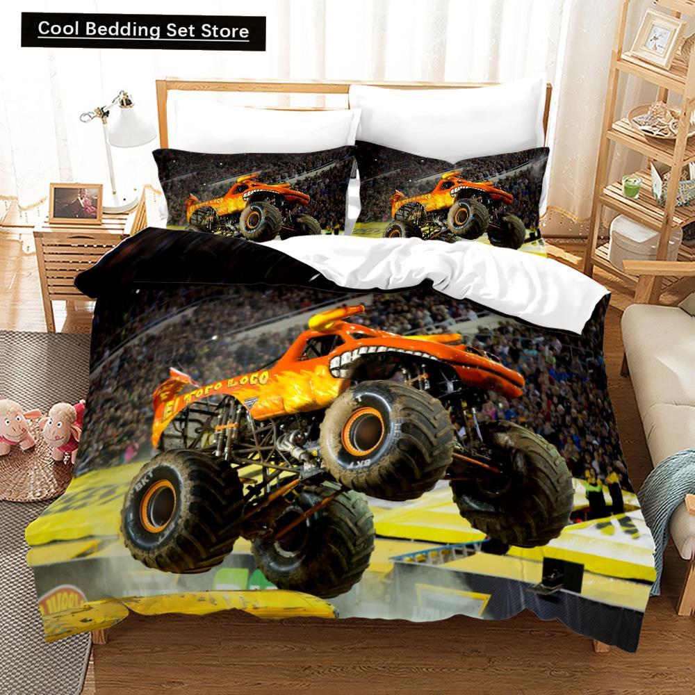 3D Print Anime Monster Jam Bedding Set Single Twin Full Queen King Size Monster Jam F1 Bed Set Teenager Bedroom Duvet Cover Sets