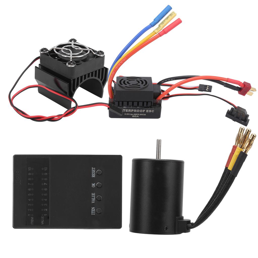 3650 4500KV Brushless Motor 60A ESC Programming Card Heat Sink Combo Set for 18 110 RC Car