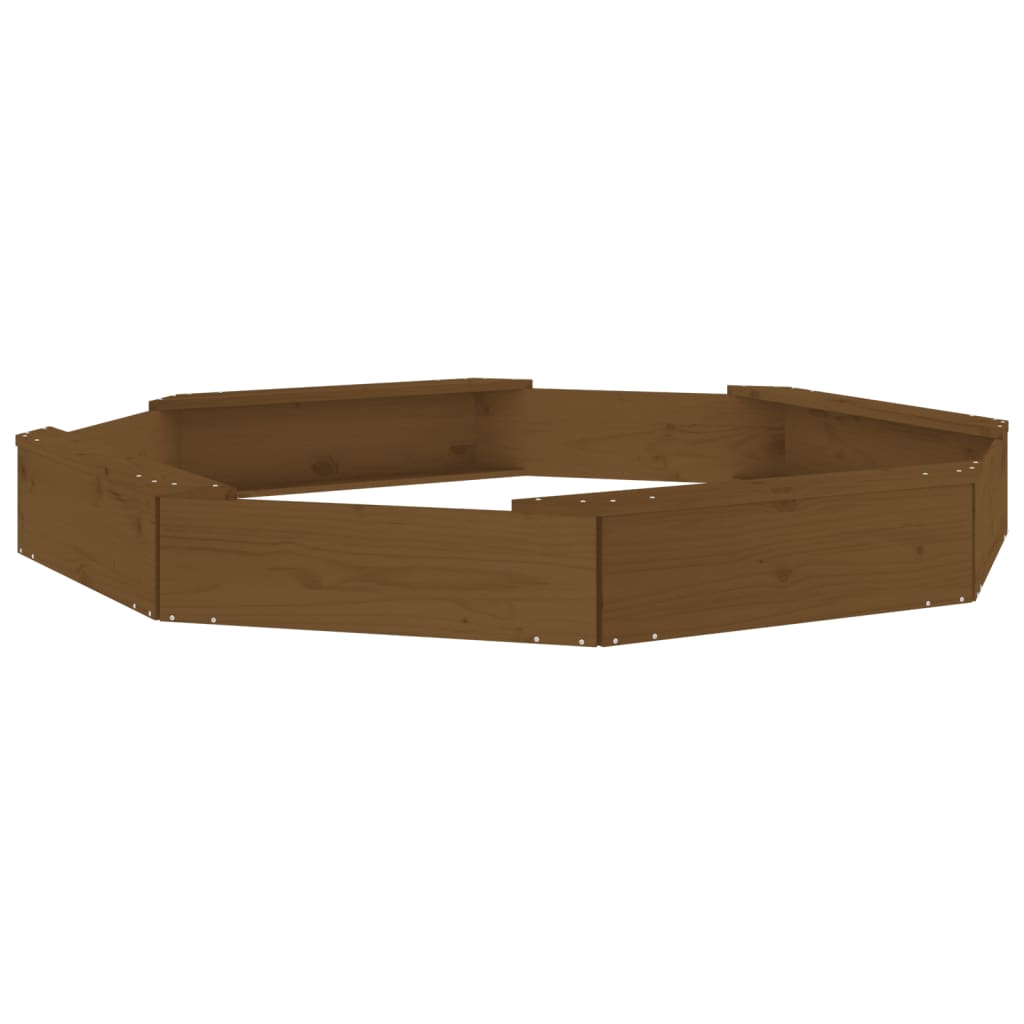 Octagonal Sandpit with Seats Honey Brown Solid Pine Wood