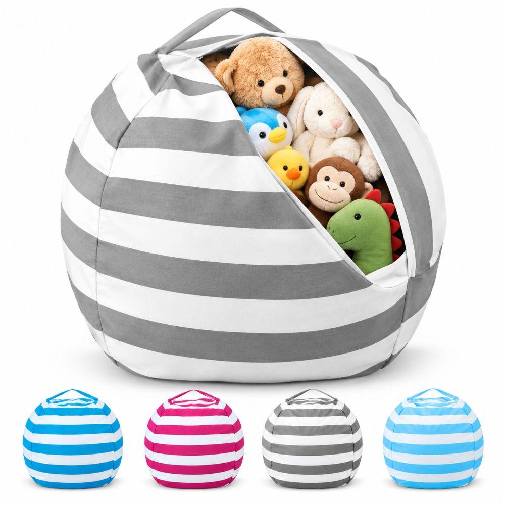 Large Capacity Bean Bag Organizer with Zipper Stuffed Animal Holder Travel Luggage Organizer
