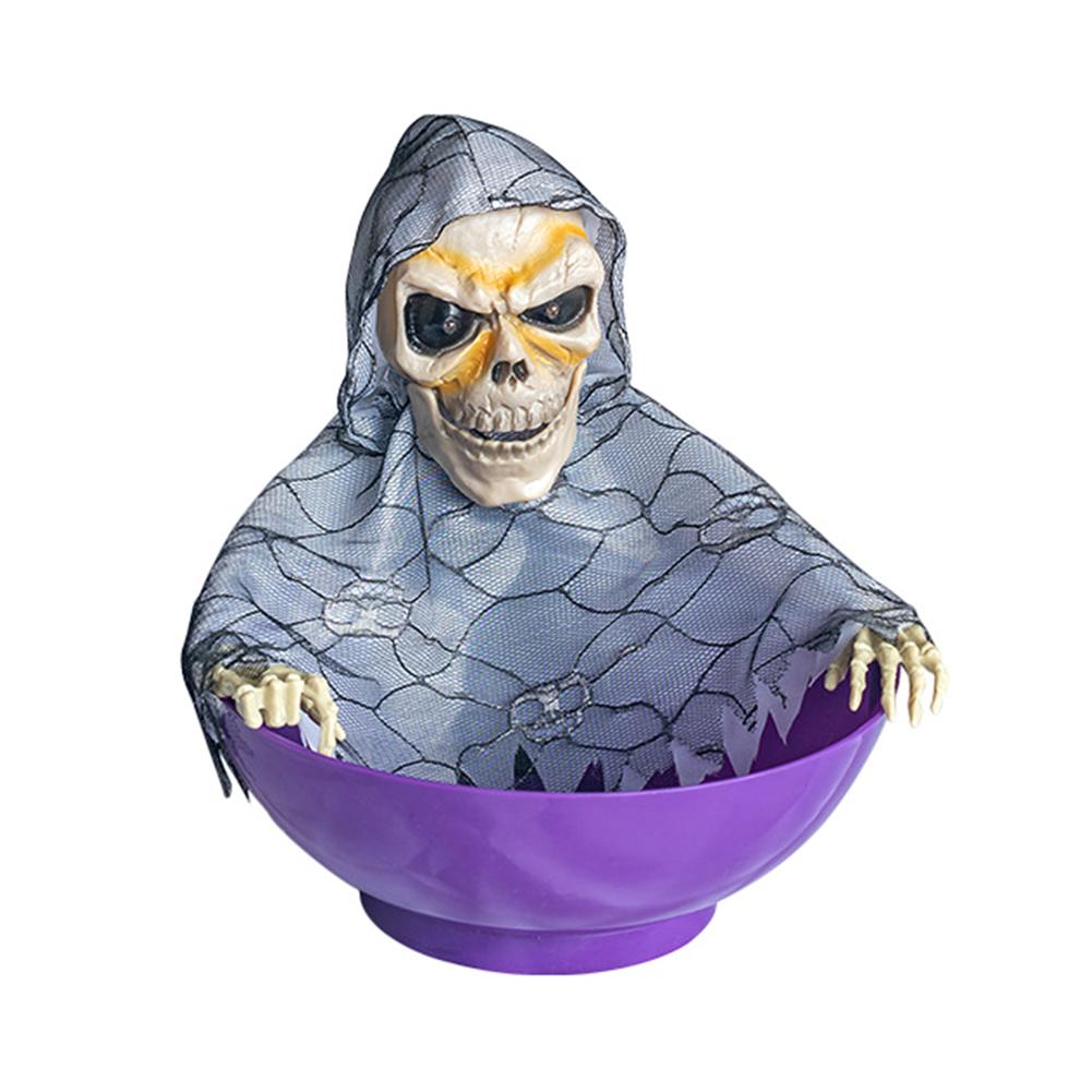 Хэллоуин Украшение Электрическая Конфетница в виде фрукта Светящаяся Сенсорная Качающаяся и Говорящая Электрическая Игрушка Скелет