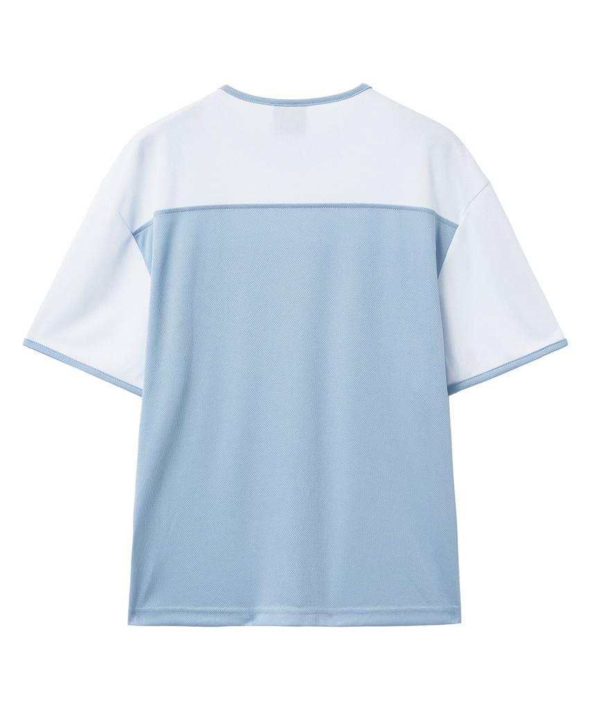 MOZMOZ Pastel Air Mesh Short Sleeve Jersey T-Shirt Blue