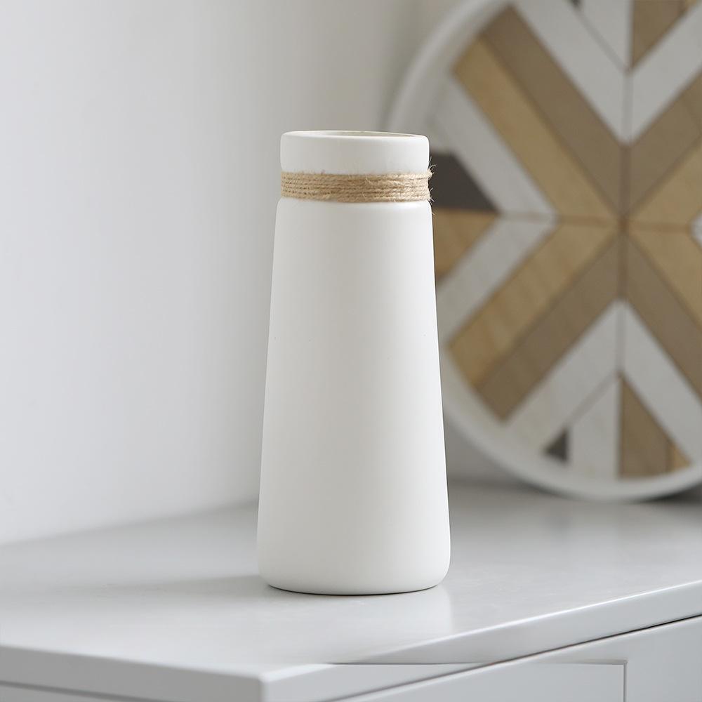 Белая керамическая цилиндрическая ваза, декоративная ваза в стиле скандинавского модерна в стиле бохо, керамические эстетические вазы для домашнего декора, вазы для цветов Lego, пампасная трава