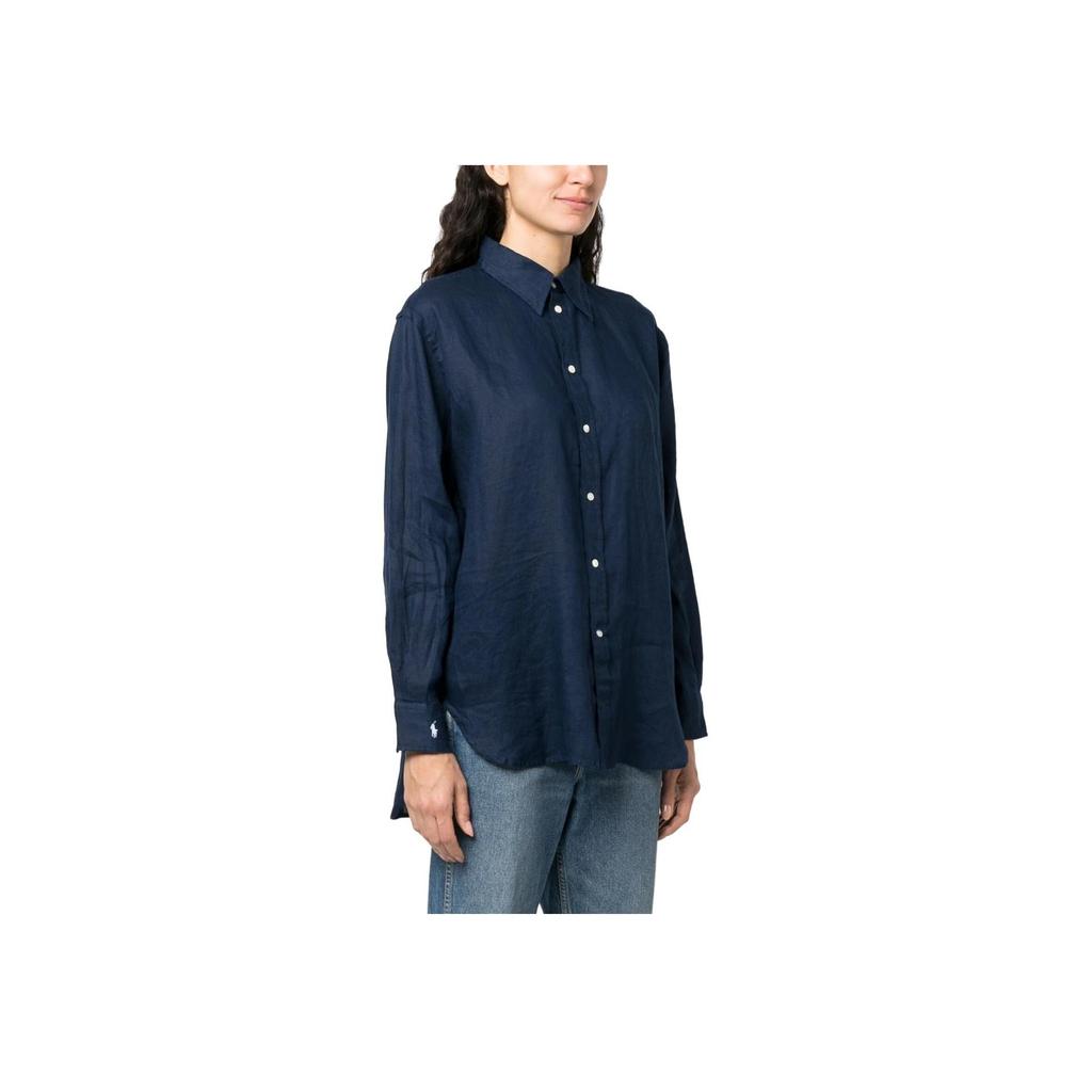 Polo Ralph Lauren Ss23 Solid Logo Embroidered Long Sleeve Shirt Women Shirts Navy-Blue 211892370-005