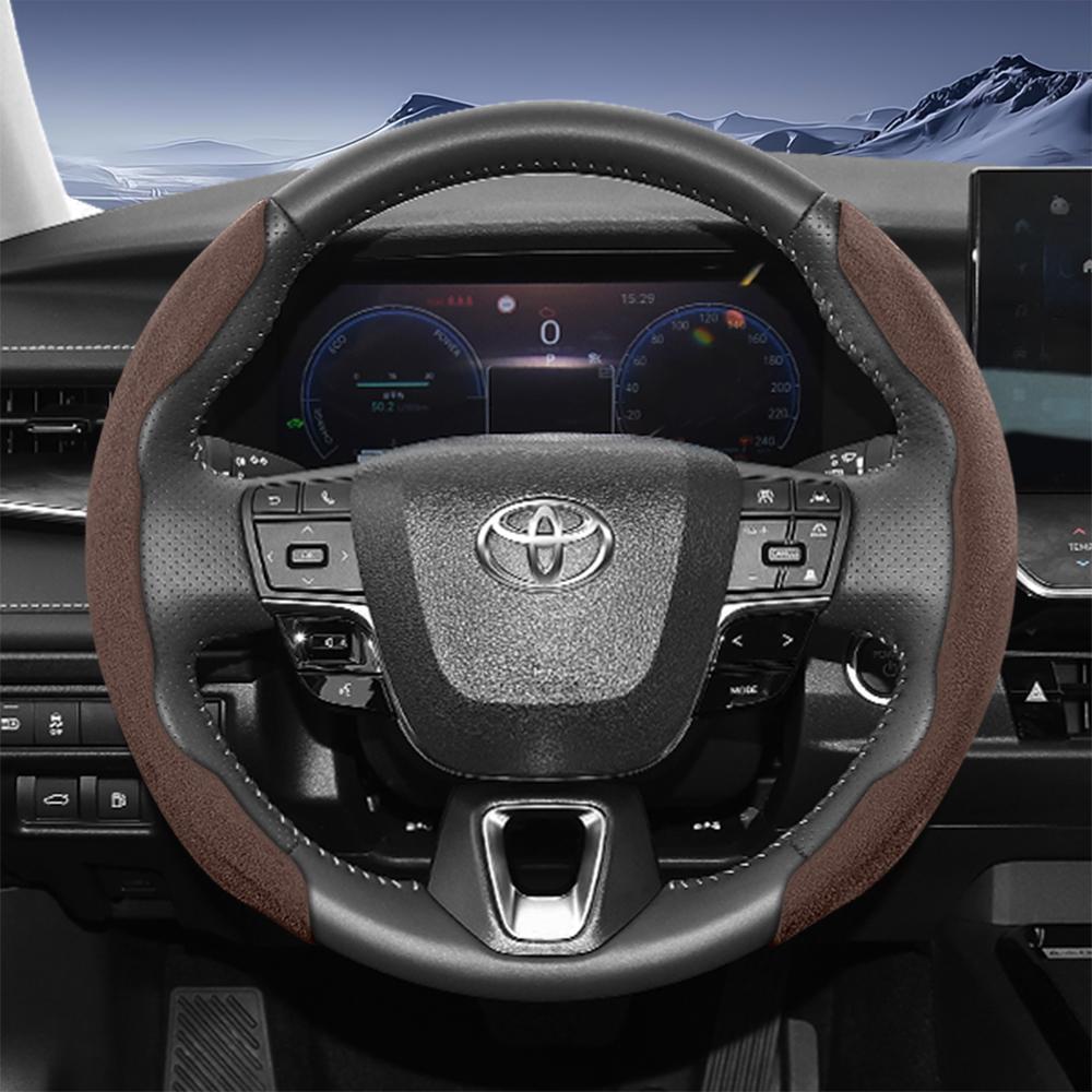 EKER4 Suitable for Toyota Sports Suede Steering Wheel Cover with Split Snap-On Design for Rav4 Hilux Camry Yaris Corolla Cross Kluger Grand 