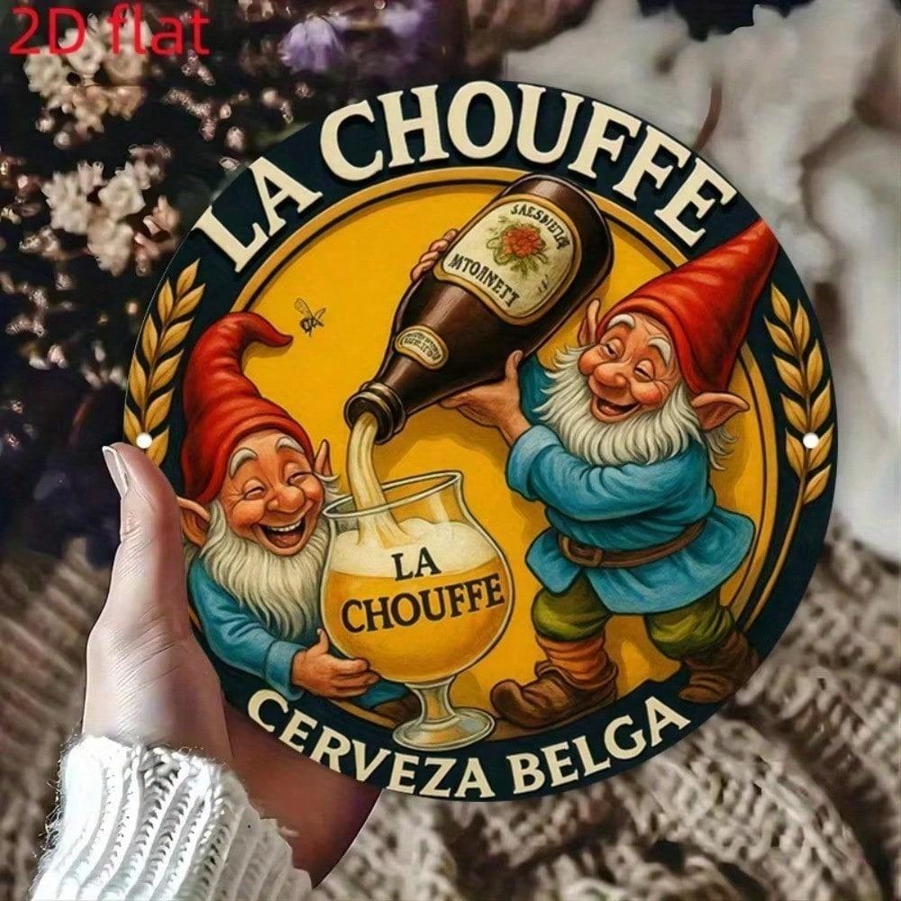 8x8 дюймов La Chouffe Бельгийское Пиво Гном Металлическая Настенная Табличка Ретро Железный Человек Пещера Паб Декор