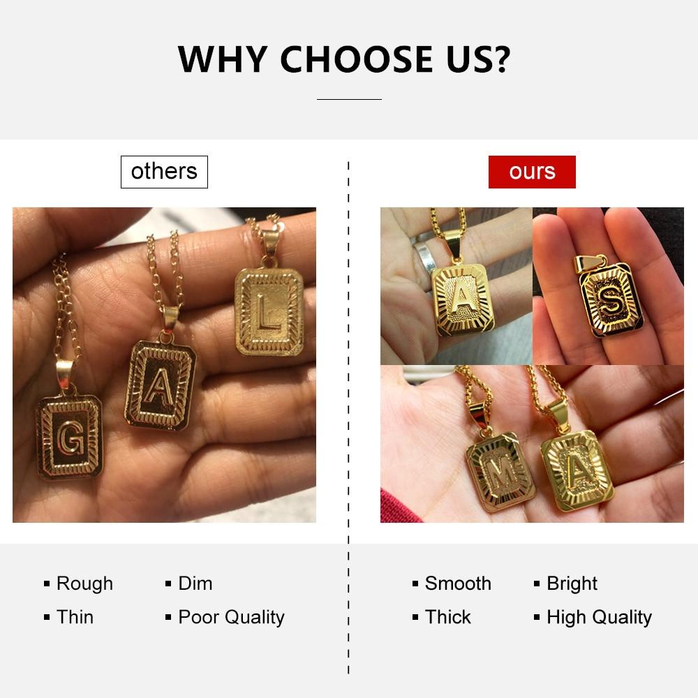Initials Pendant Letter Name Necklace For Women Men Gold Silver Color Square Alphabet Charm Box Link Chain Couple Pendants Gpm05