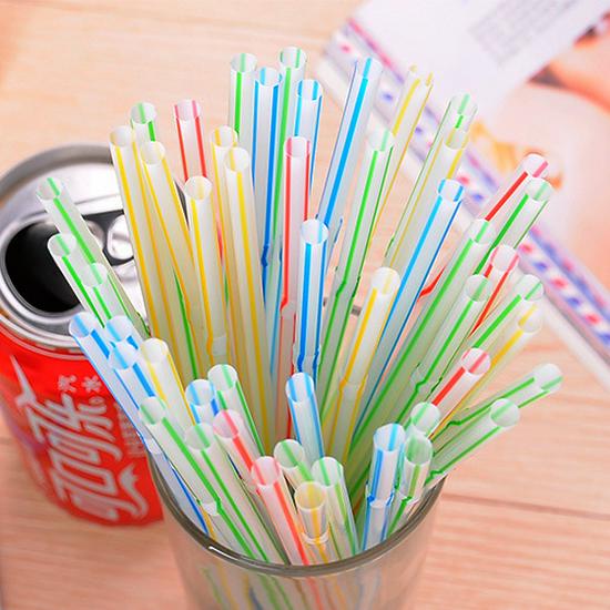 Bendable Disposable Plastic Drinking Straws - 100 Pack