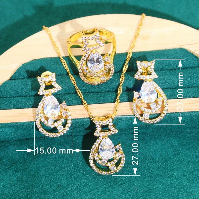 Европейские и национальные ювелирные изделия Высококачественный цирконовый браслет, ожерелье, серьги, позолоченный комплект ювелирных изделий