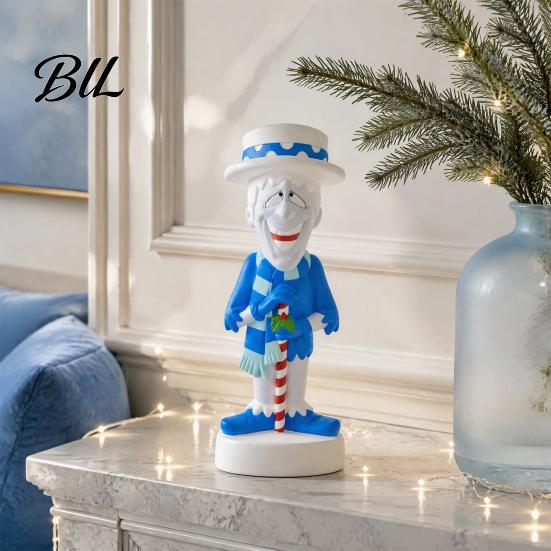 Glowing Christmas Lawn Figures LED Lighted Blow Molded Decoration, Retro Cartoon Character Holiday Porch Display Figure for Outdoor Yard, Lawn, Porch,