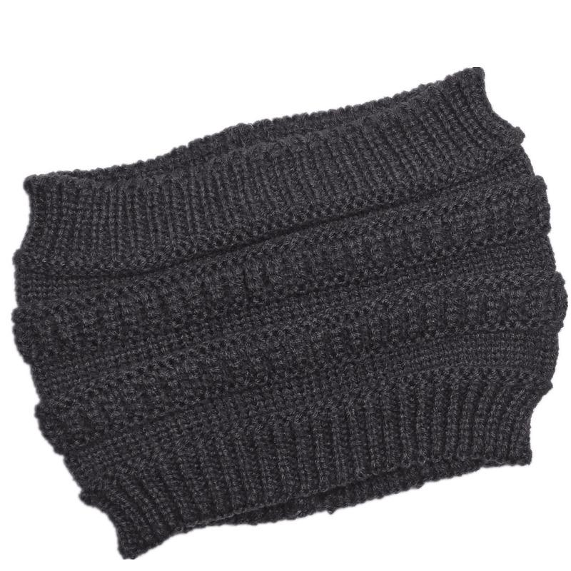 Ladies Knitted Hats Headband Autumn Winter Hats Widened Face Maskvempty Top Ponytail Woolen Hats & Caps