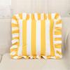 Stylish Square Pillow Cover With Ruffled Trim and Striped Pattern Design Throw Cushion Case For Sofa Bedroom Decors