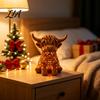 Scottish Cattle Figurine Highland Cow Tea Light Candle Holder, 3D Printed with LED Warm Ambient Lighting Light, Tabletop Decor for Home Bedroom