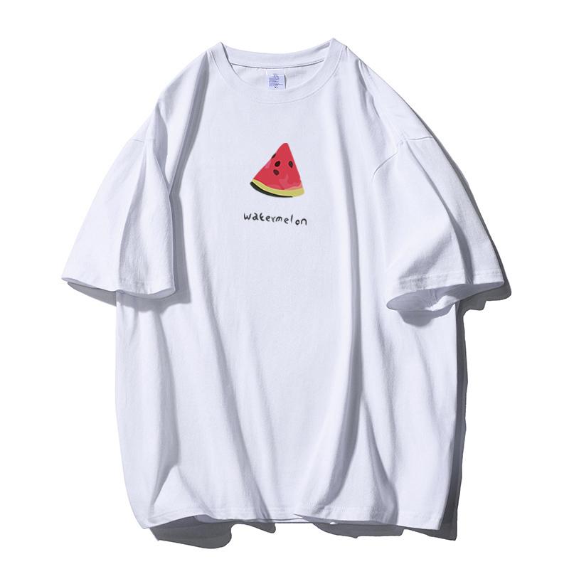 Shellsuning Cute Watermelon Printing T-shirts for Women Summer Oversized Cotton Casual Short Sleeve Basic Tees Female Harajuku All-match Tops