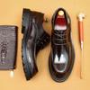 [VIP Эксклюзив] Мужские британские повседневные туфли из натуральной кожи с круглым носком для бизнеса, с лакированной блестящей поверхностью и толстой подошвой.