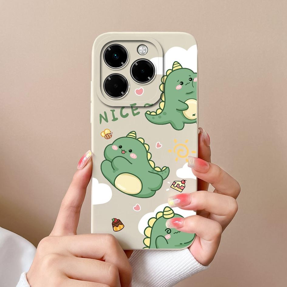 For Infinix Note 40X Zero 40 Hot 50 50i Pro Plus Smart 9 5G 4G Phone Cases Popular Cartoon Dinosaur Cute Style Liquid Silicone Covers For Infinix Capa