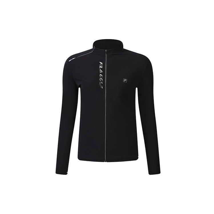 Fila Athletics Golf Outdoor Sports Logo Solid Color Knitted Long Sleeve Jacket Men Jackets Deep-Black A11M235502F-BK