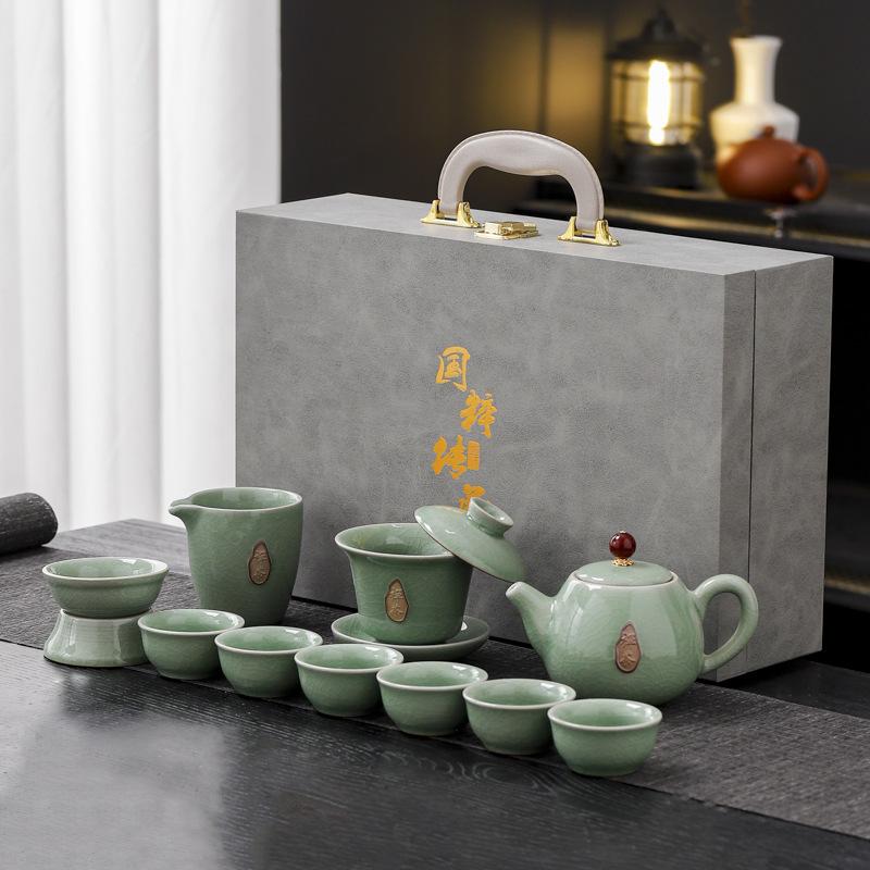 Ge kiln opening Kung Fu tea set, corporate business activities, gifts, Dingchen business gifts