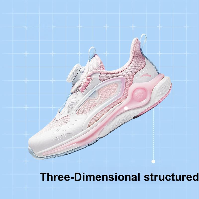 Anta Детские кроссовки Lingyun 2.0 из ткани, удобные, нескользящие, с низким верхом, детские кроссовки, белые, розовые 322439903-2