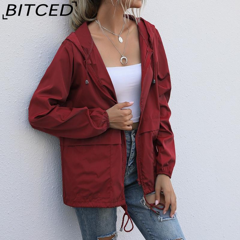 BITCED Women's Zipped Hooded Jacket Lightweight Outdoor Hiking Rainproof Jacket
