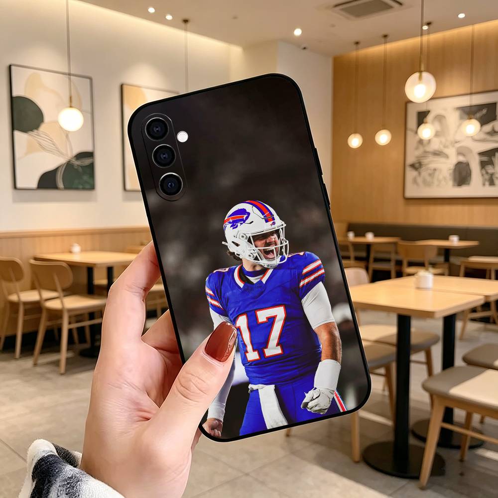 American Football 17 Josh Allen Phone Case Black Silicone Soft For Samsung Galaxy A73,A72,A71,A70,A53,A52,A51