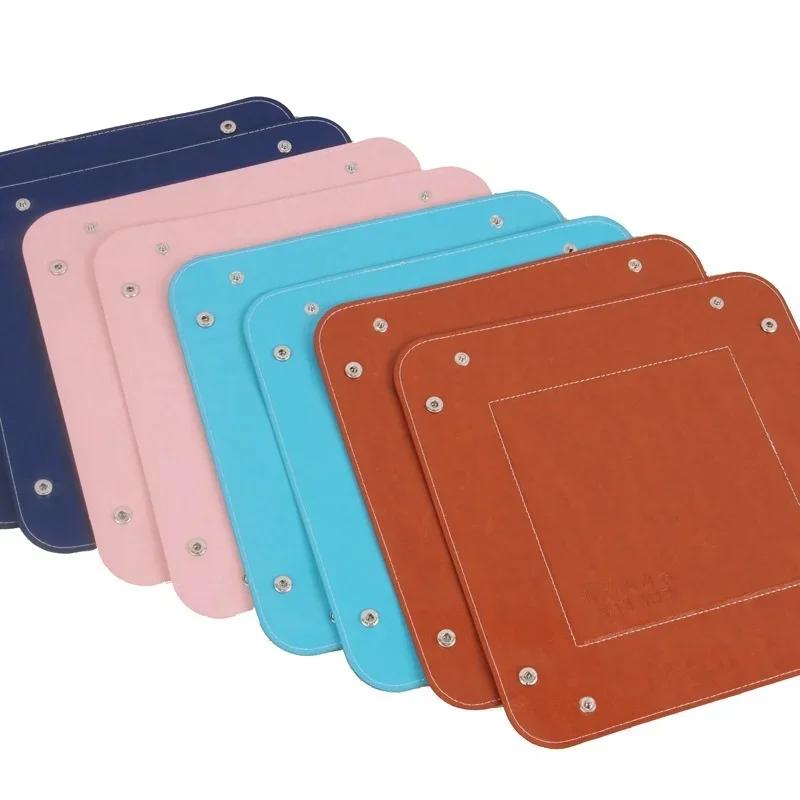 Креативный складной поднос из искусственной кожи для хранения вещей, ящик для хранения ключей, закусок, органайзер для офиса, школы
