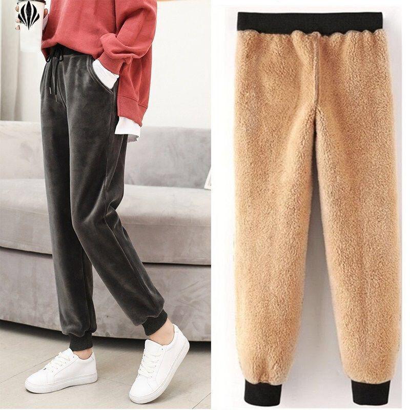 Winter Pants Women Padded Trousers Thickened Sweatpants Legging Casual Women Padded Trousers