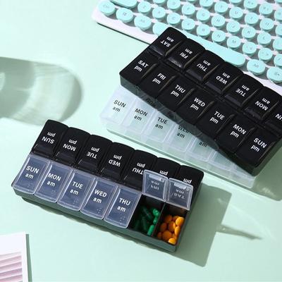 Новые еженедельные портативные дорожные футляры для таблеток, органайзер на 7 дней, 14 ячеек, контейнер для хранения таблеток, витаминов, лекарств, рыбьего жира