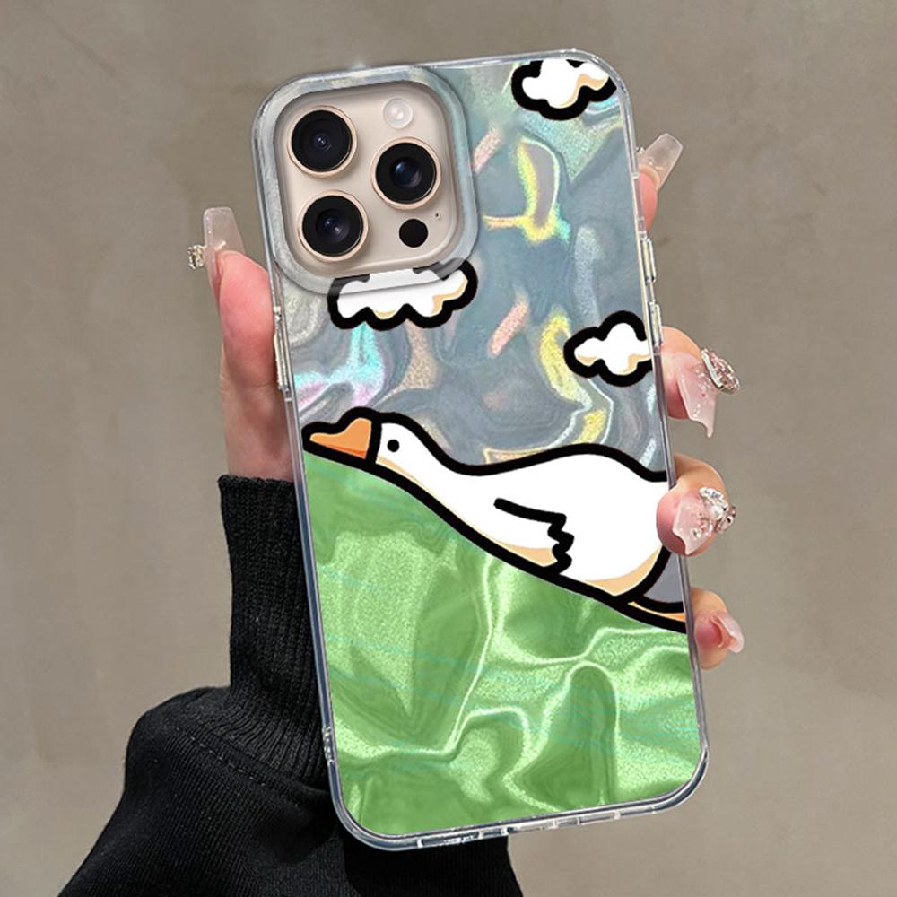 Милый мультяшный чехол для телефона с уткой и кошкой для Apple iphone 16 15 14 Plus 13 Pro Max 7 16e SE 2022 Текстурированный жесткий силиконовый чехол
