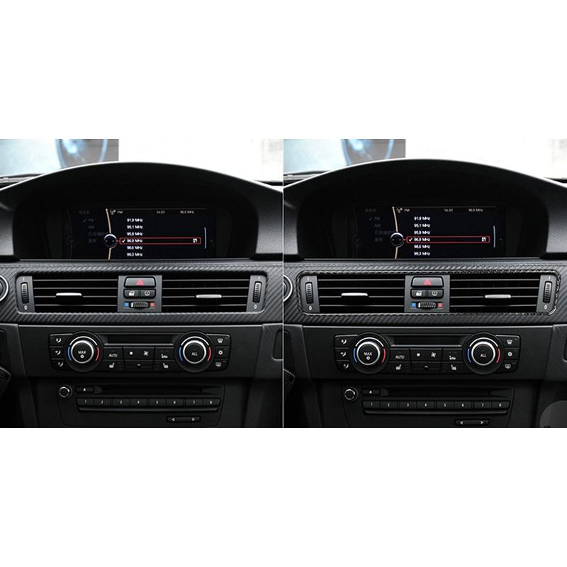 Для BMW E90 E92 E93 3 серии 2005-2012, настоящее углеродное волокно, центральное управление, украшение рамы для выхода воздуха, автомобильное украшение