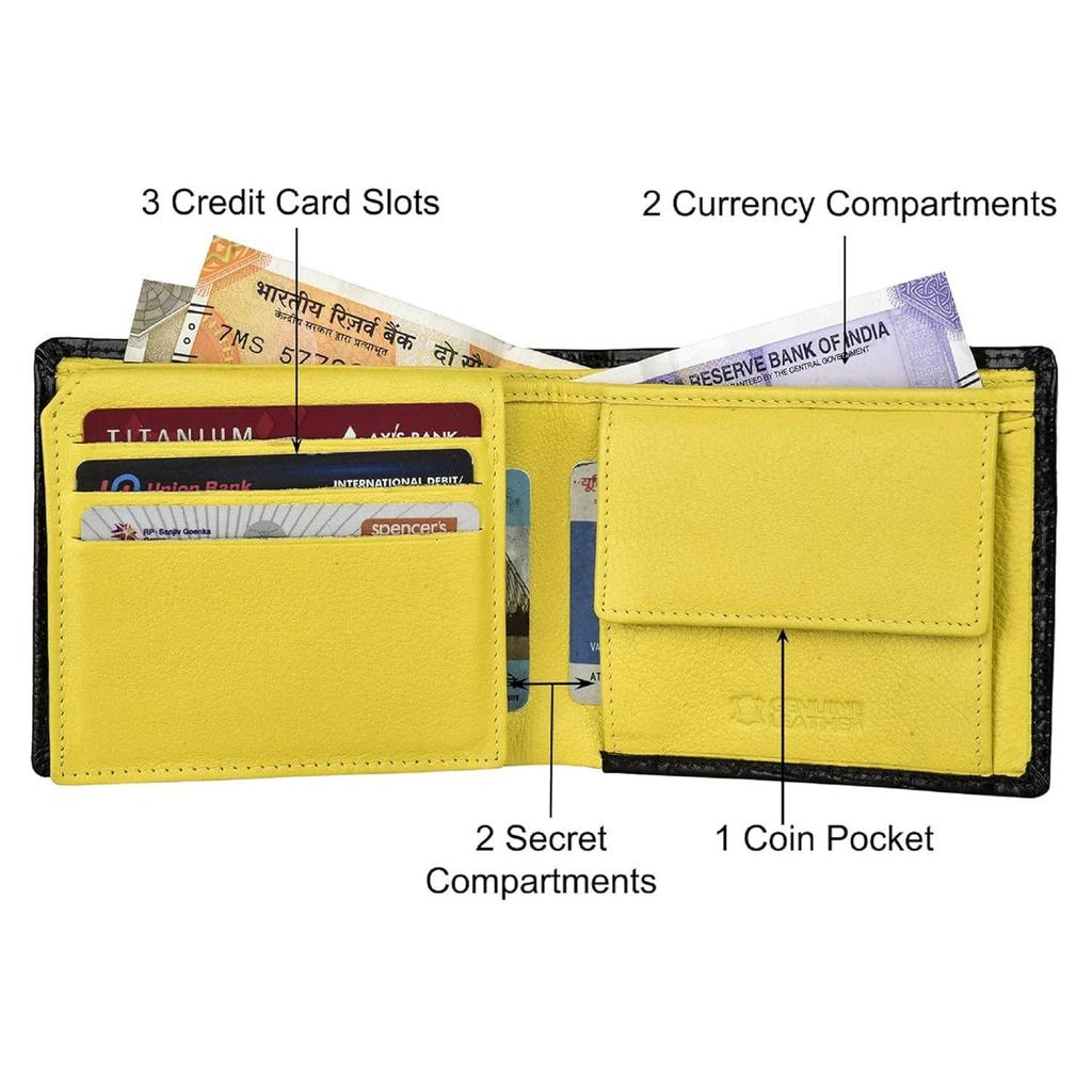 Кошелек URBAN FOREST Kyle из черной/желтой кожи для мужчин