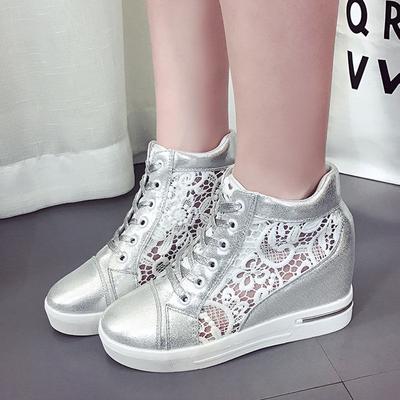 Модная трендовая женская обувь 2024 Новая повседневная увеличивающая рост Универсальная с перфорацией Дышащая кружевная спортивная женская обувь Zapatos De Mujer