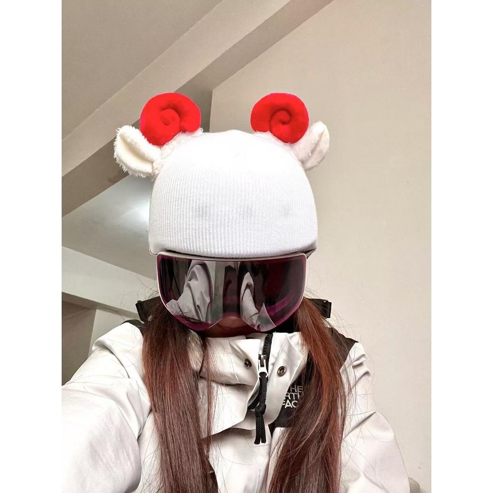 Ski Helmet Hat Cover Cute Cartoon Cat Ears Baby Same Single and Double Board Battery Helmet Cover Unisex