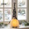 Warm Light Holiday Ornament Lighted Christmas Gnome Decoration, Small Plush Swedish Doll, Winter Beard Doll Up Elf for Xmas Party Home
