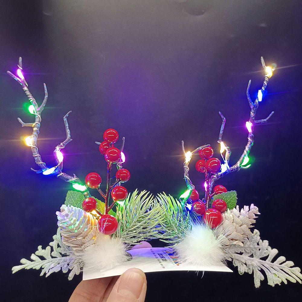 Make Up With Led Light Flower Branch Twig Women Hair Clip Korean Style Hair Clip Christmas Antlers Hairpin Hair Accessories