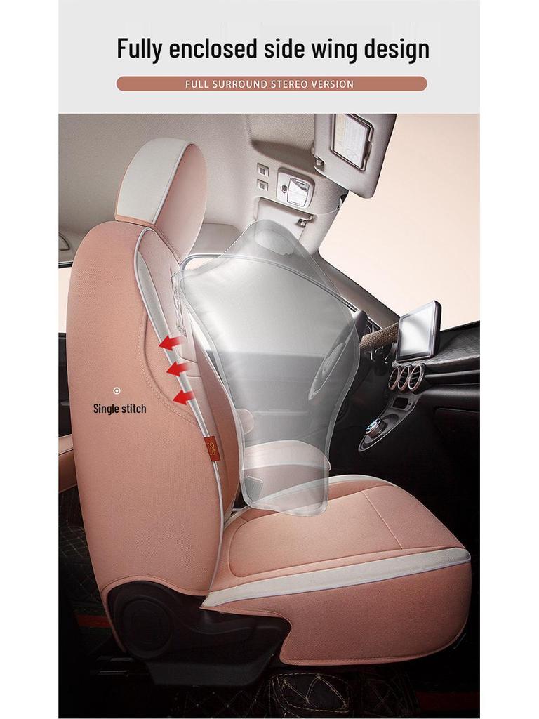 Great Wall ORA Cartoon Full Linen Four Seasons Seat Cushion for Five-Seat Electric Cars.