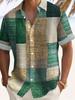 Men's Vintage Geometric Carpet Twill 3D Digital Print Short Sleeve Shirt with Button Pocket Polyester 100% Summer Casual